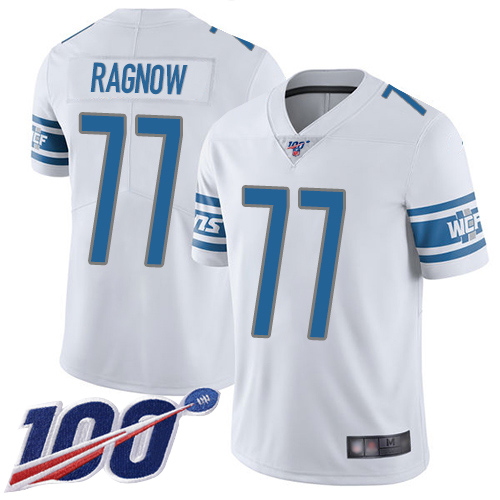 Detroit Lions Limited White Men Frank Ragnow Road Jersey NFL Football #77 100th Season Vapor Untouchable